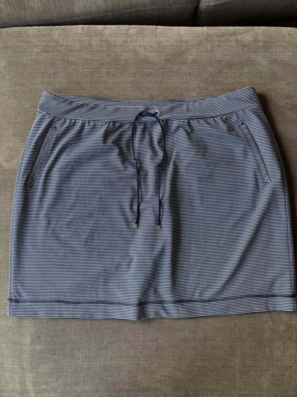 Chico's Zenergy Striped Athletic Skort Storm Blue Navy White Sz 3 US 16/18